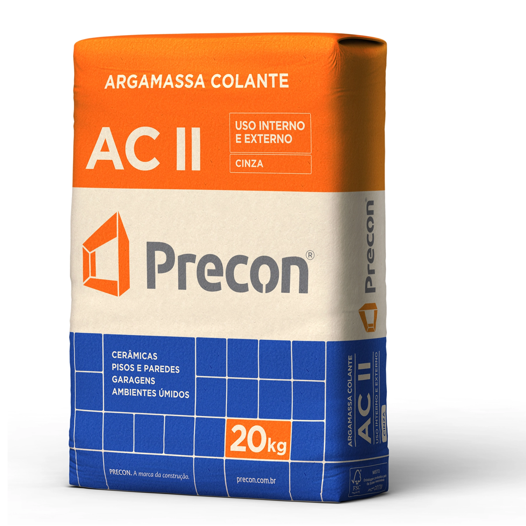 Argamassa ACII Interno e Externo 20kg Cinza Colante Precon