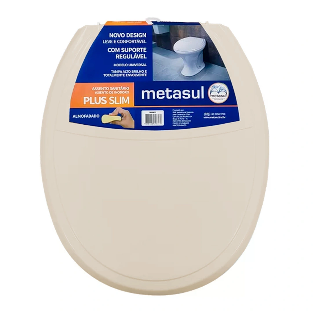 Assento Sanitario Tampa Oval Universal Plastico Slim Biscuit