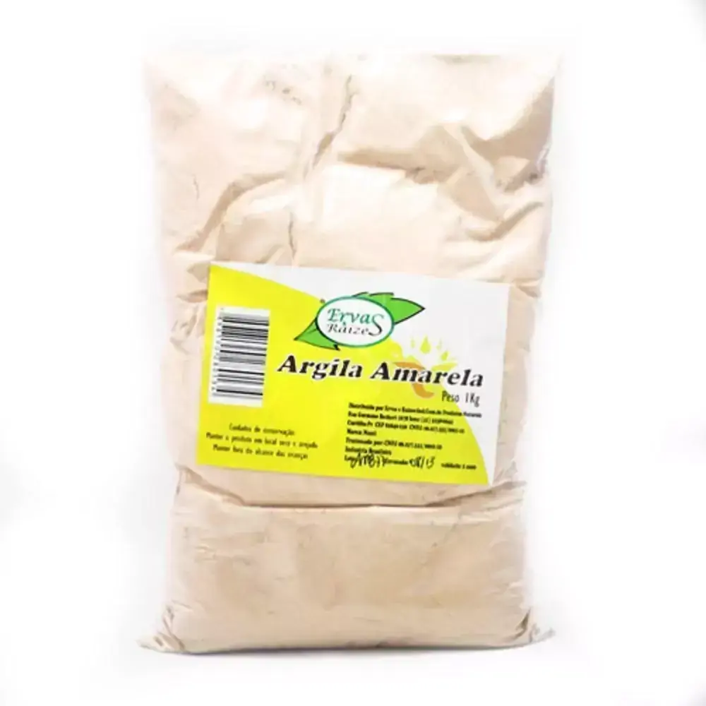 Argila Amarela 100% Pura 1 pacote com 1 Kg Ervas e Raízes