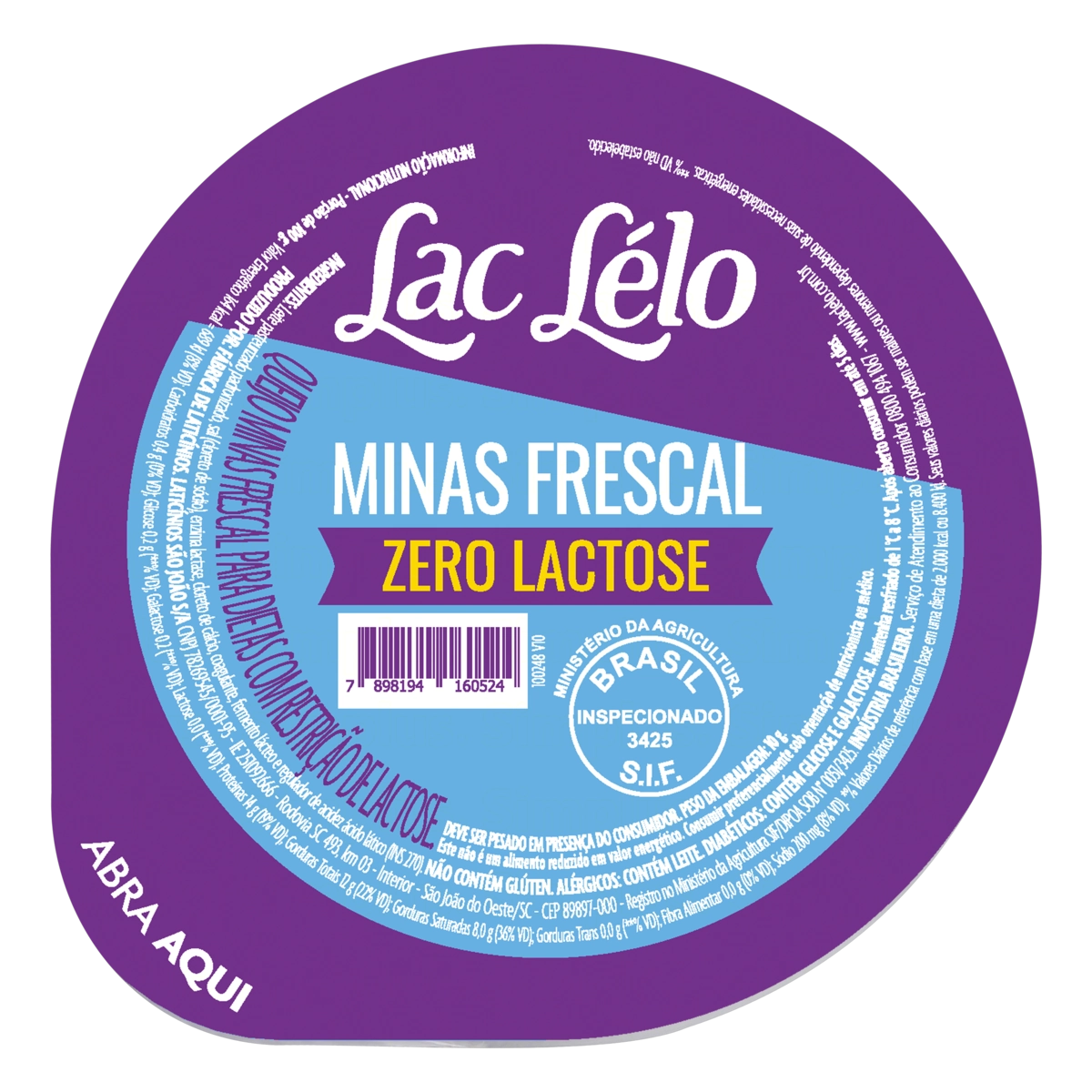 Queijo Minas Frescal Zero Lactose Lac Lélo