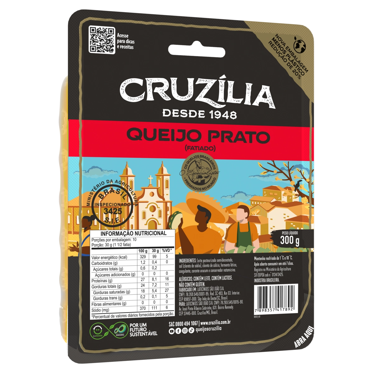 Queijo Prato Fatiado Cruzília 300g
