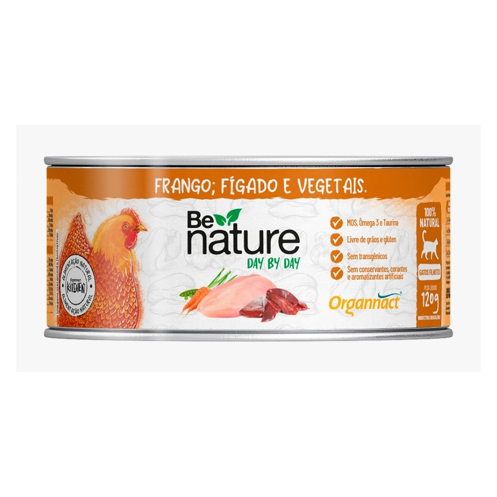 Ração úmida Be Nature Day By Day Gatos Filhotes Sabor Frango, Fígado E Vegetais Organnact 120g
