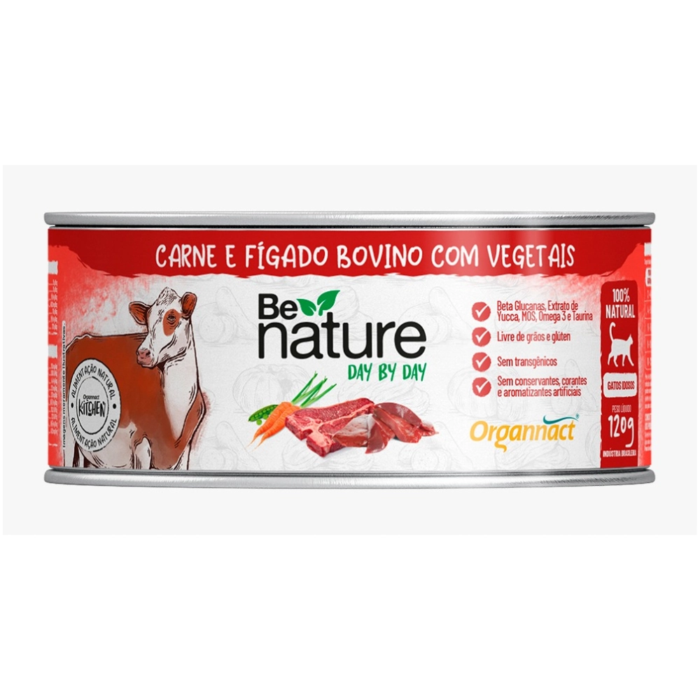 Lata Be Nature Gatos Idosos Carne E Figado 120g