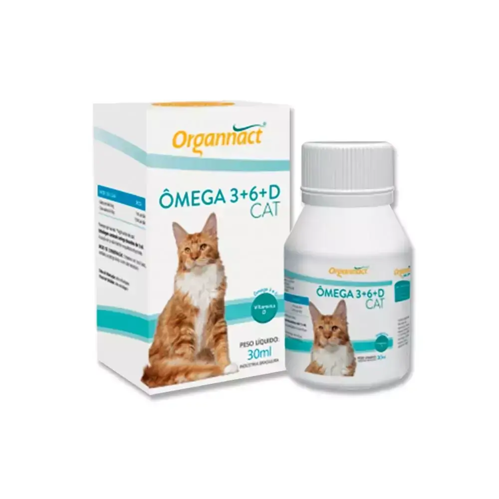 Suplemento Vitamínico para Gatos Omega 3+6+D Cat 500mg Organnact 30ml