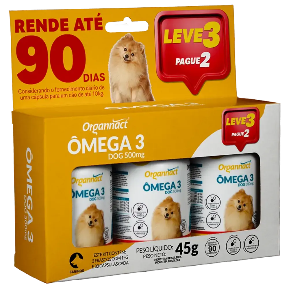 Organnact Omega 3 Dog 500 Combo Leve 3 Pague 2