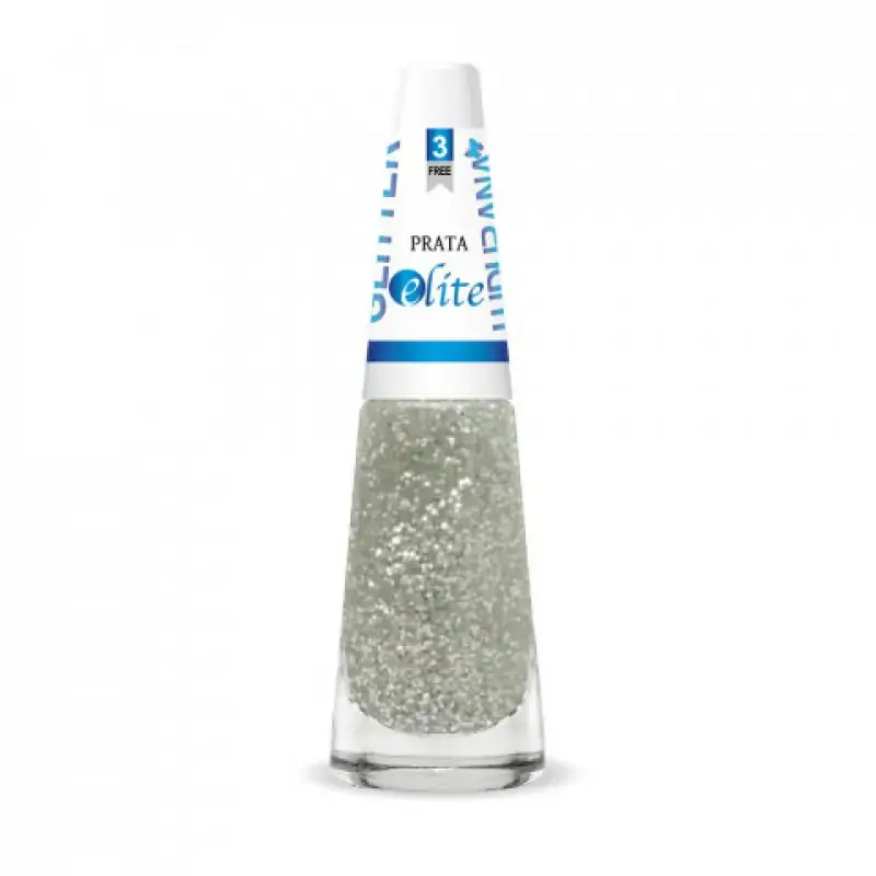 Esmalte Com Glitter Elite 8ml Prata