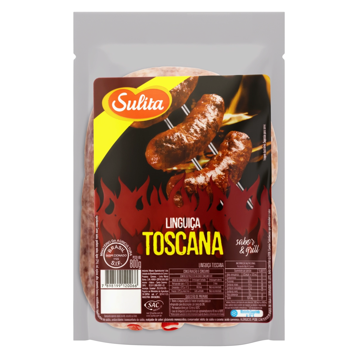 Linguiça Toscana Sulita Sabor Grill 800g