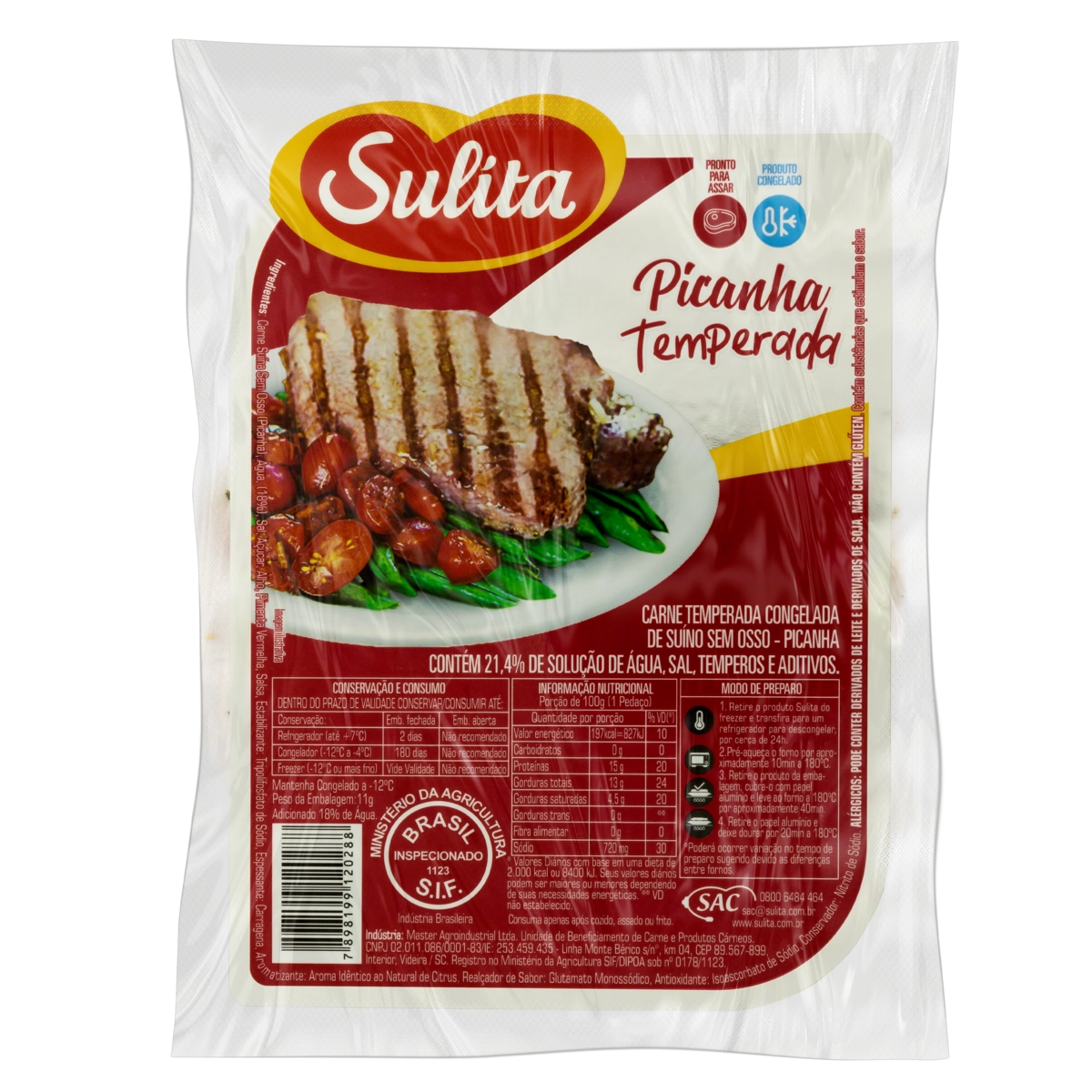 Picanha Suína Congelada Temperada Sem Osso Sulita