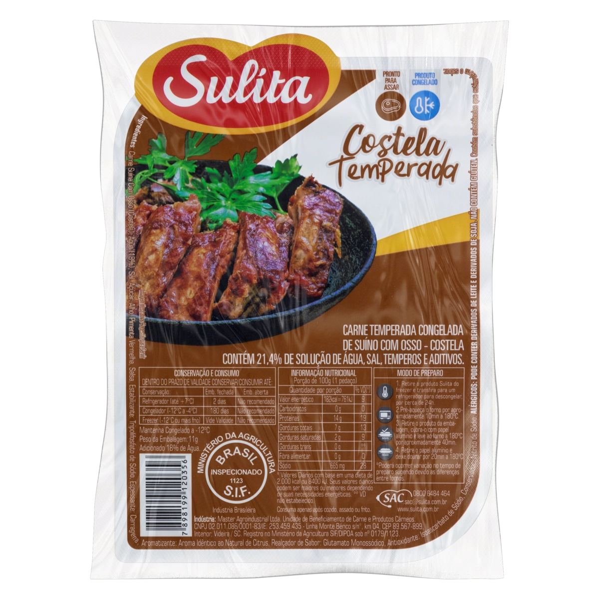 Costela Suína Congelada Temperada Sulita