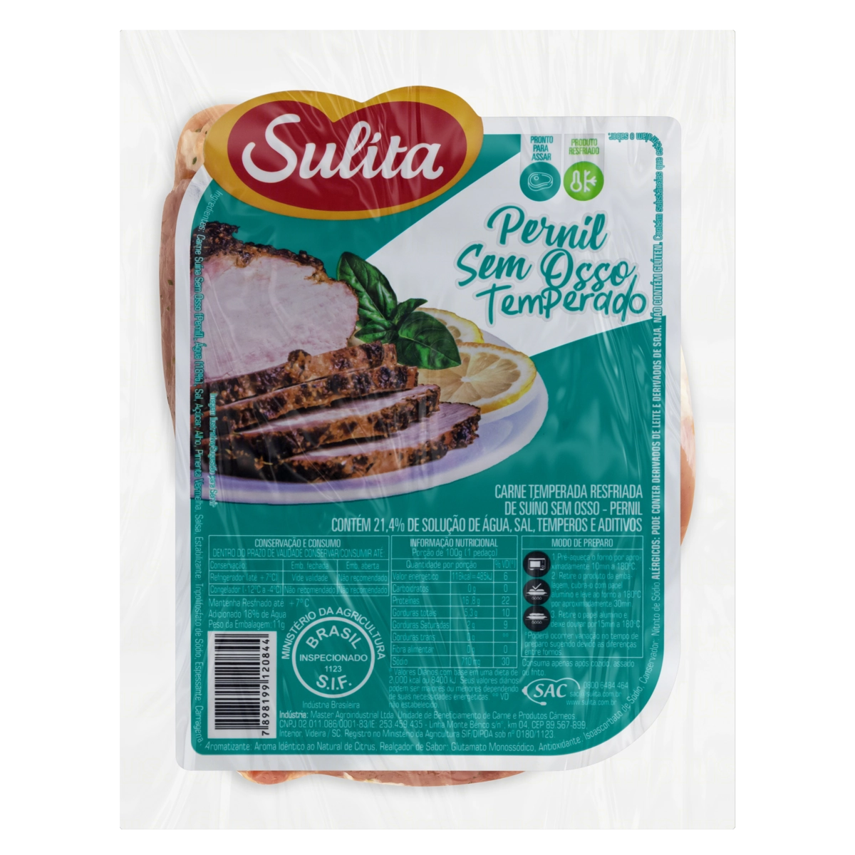 Pernil Suíno Resfriado Temperado Sem Osso Sulita