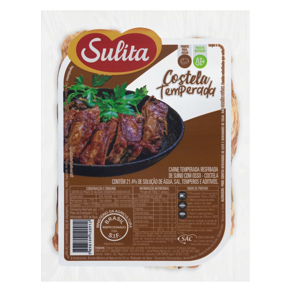 Costela Suína Resfriada Temperada Sulita