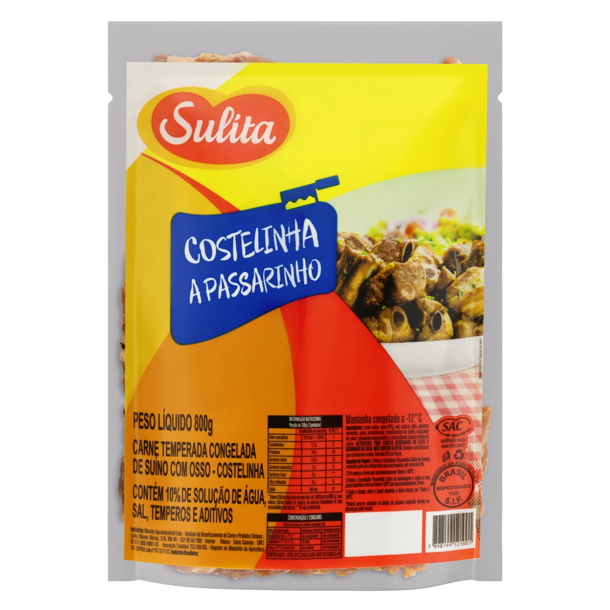 Costelinha Suína A Passarinho Congelada Temperada Sulita 800g