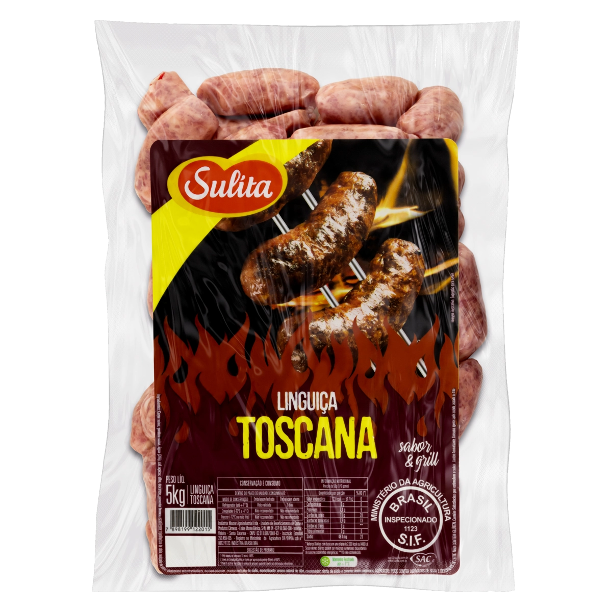Linguiça Toscana Resfriada Sulita Sabor Grill 5kg