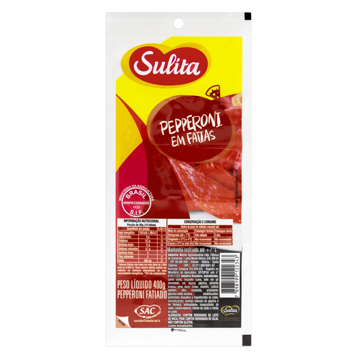 Salame Pepperoni Fatiado Sulita 400g