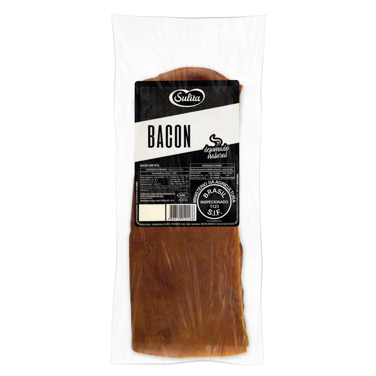 Bacon Defumado Com Pele Sulita