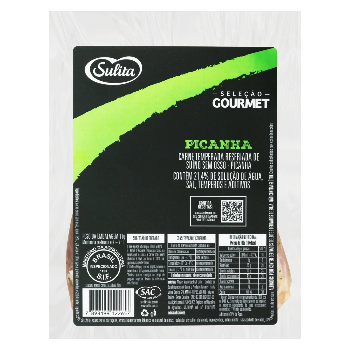 Picanha Suína Resfriada Temperada Sem Osso Sulita Seleção Gourmet