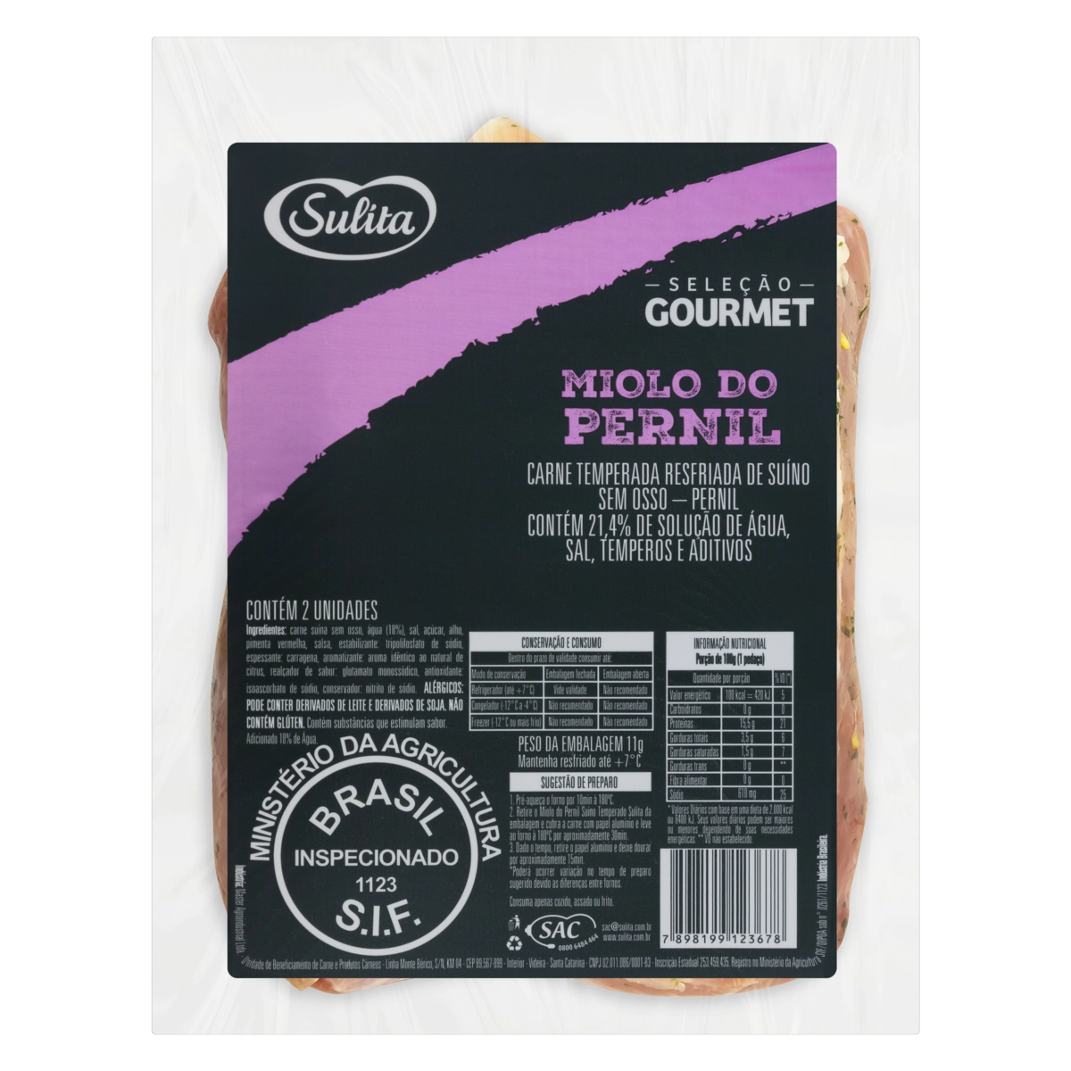 Miolo Do Pernil Suíno Resfriado Temperado Sem Osso Sulita Seleção Gourmet 2 Unidades