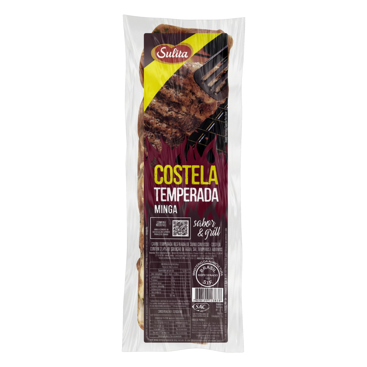 Costela Minga Suína Resfriada Temperada Sulita Sabor Grill