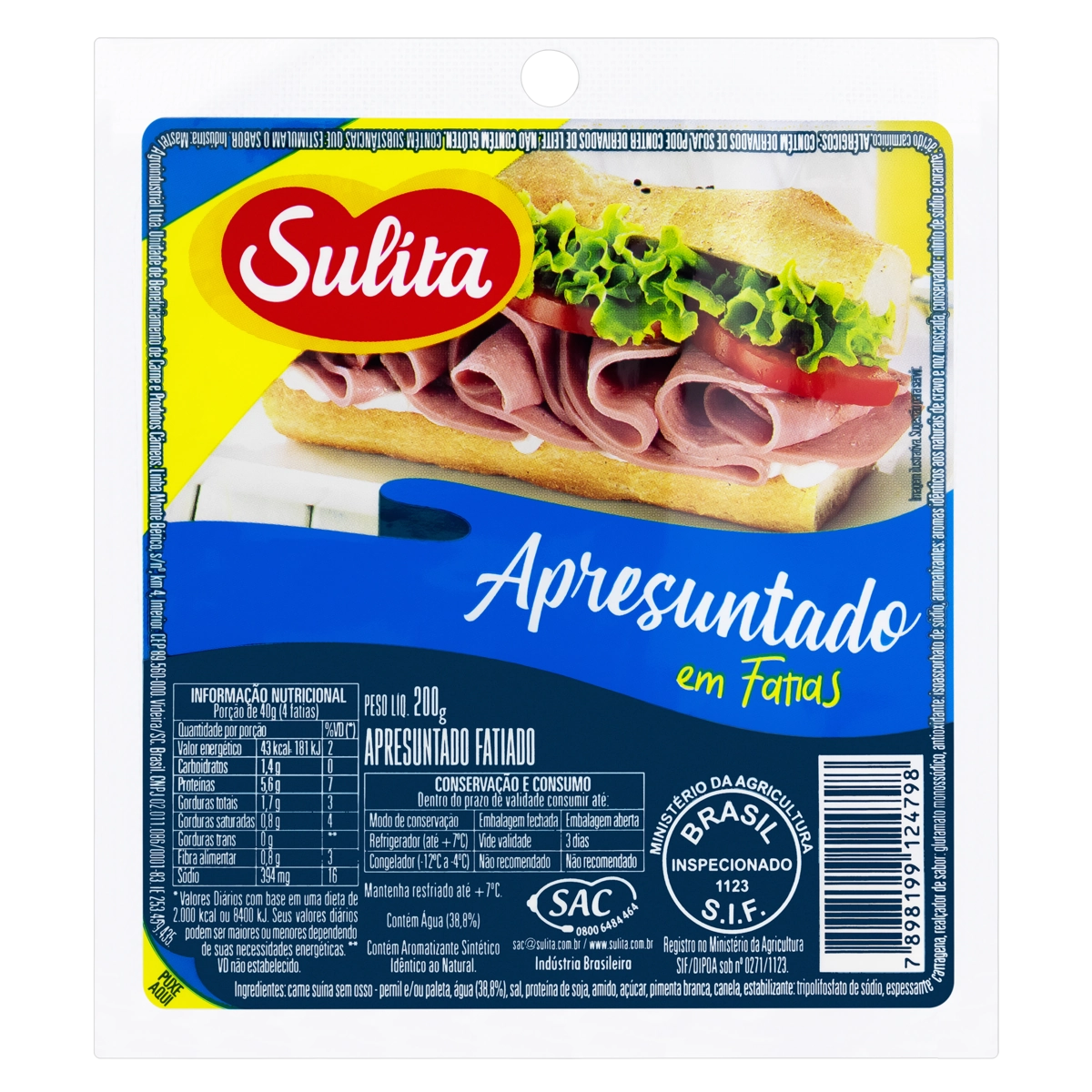Apresuntado Fatiado Sulita 200g