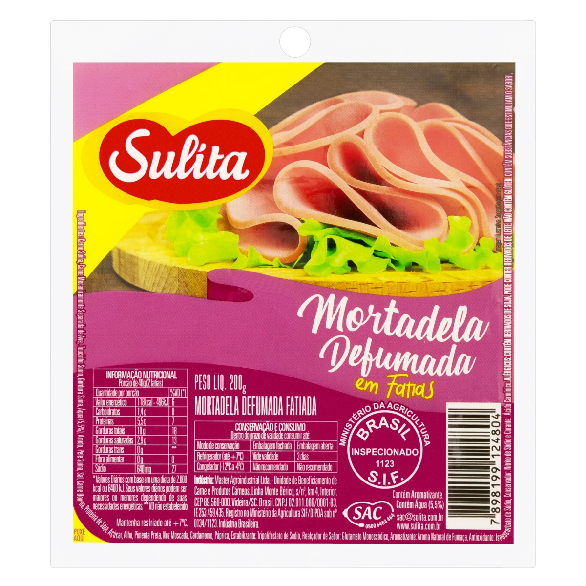Mortadela Defumada Fatiada Sulita 200g