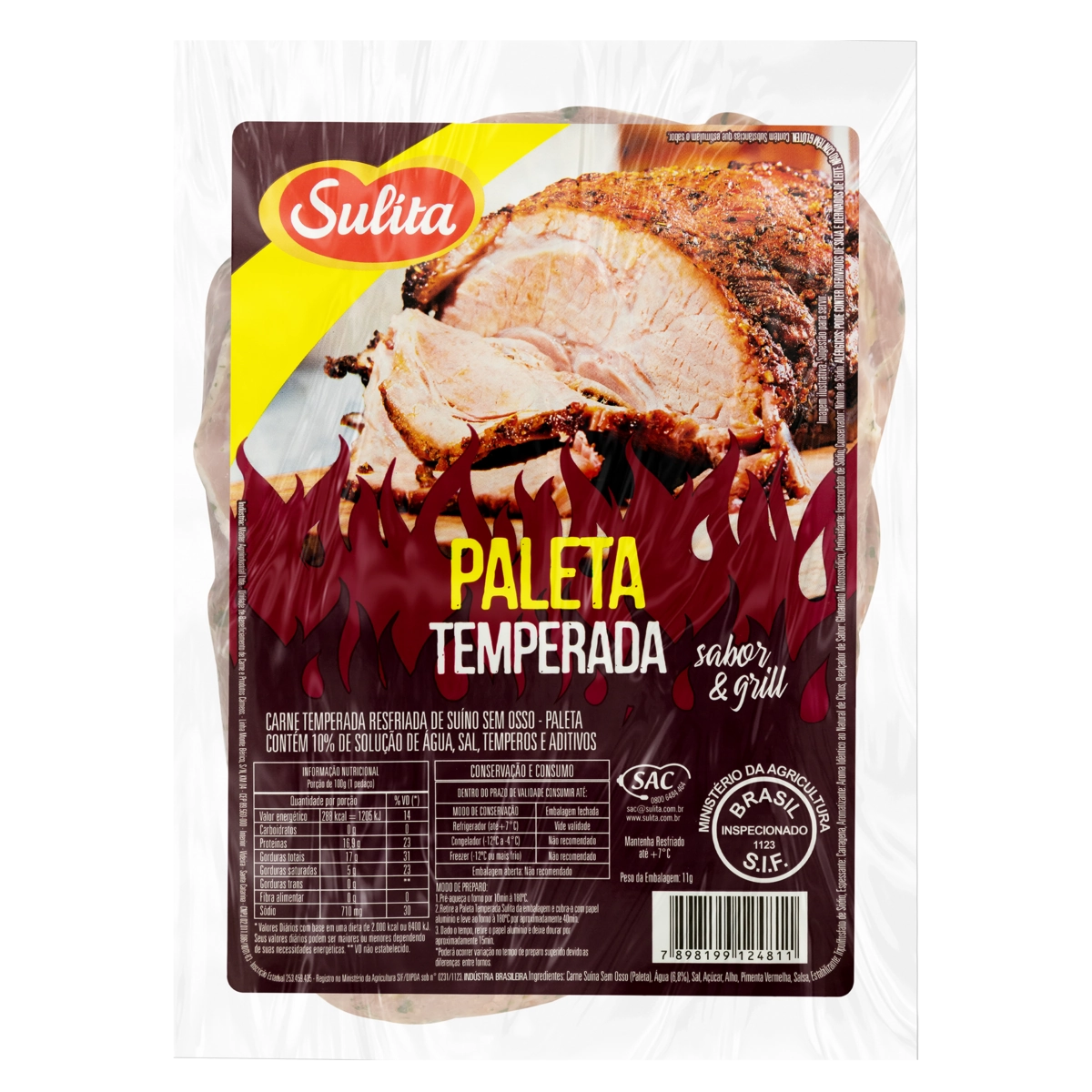 Paleta Suína Resfriada Temperada Sem Osso Sulita Sabor Grill