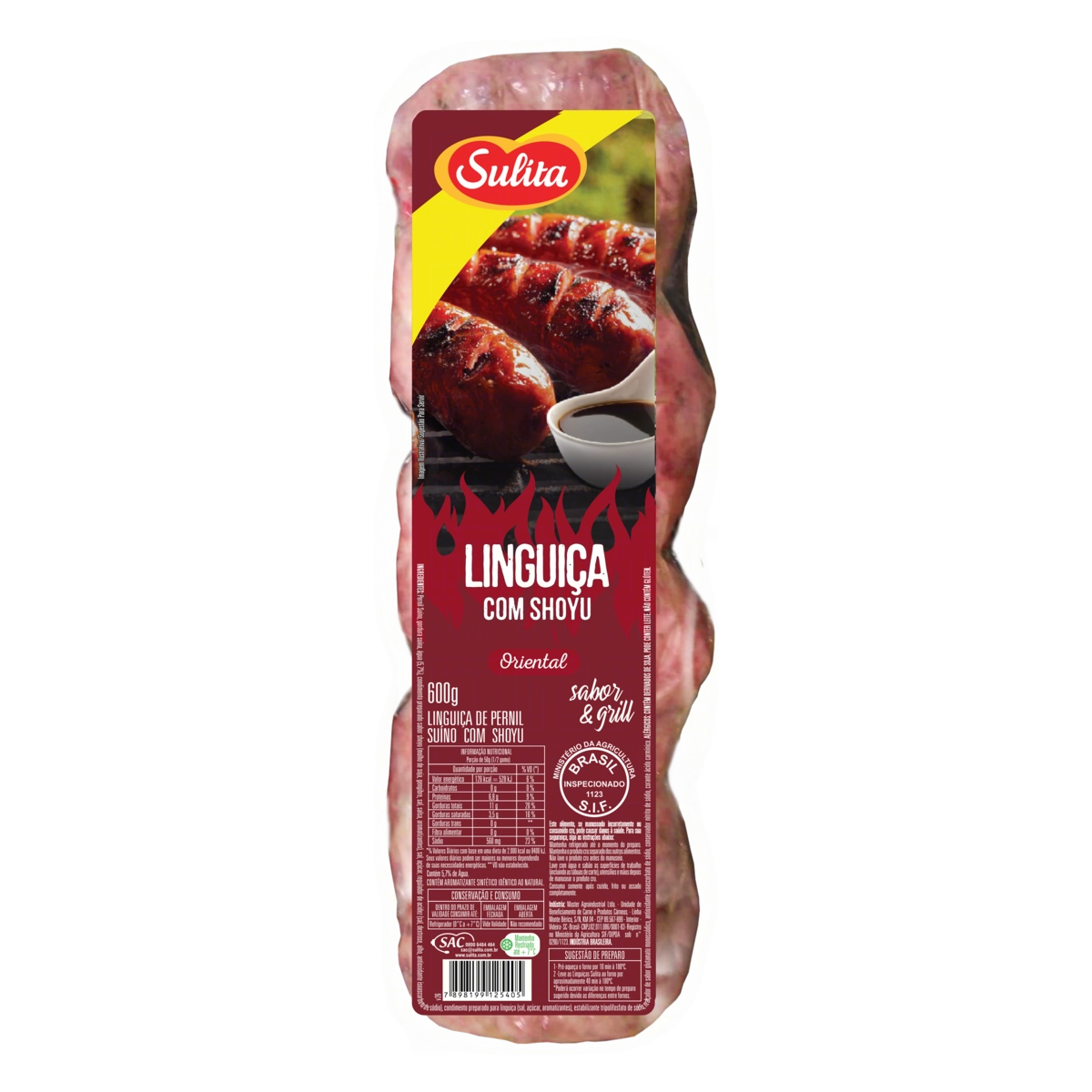 Linguiça De Pernil Suíno Com Shoyu Oriental Sulita Sabor Grill 600g