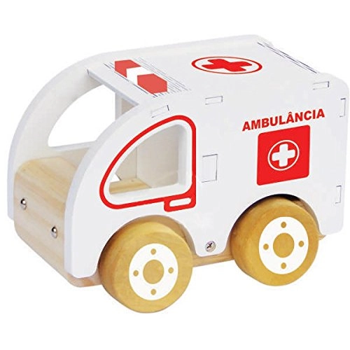 Carrinho De Madeira Ambulancia New Art