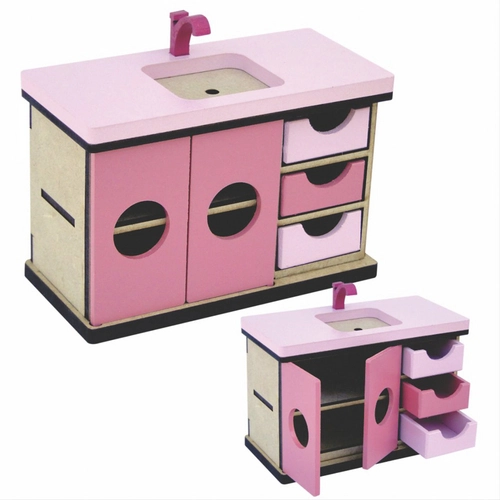 Mini Armário De Cozinha Com Pia De Madeira