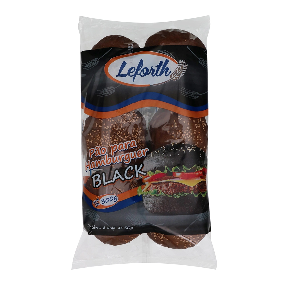 Pao De Hamburguer Leforth Preto C/6u 500g