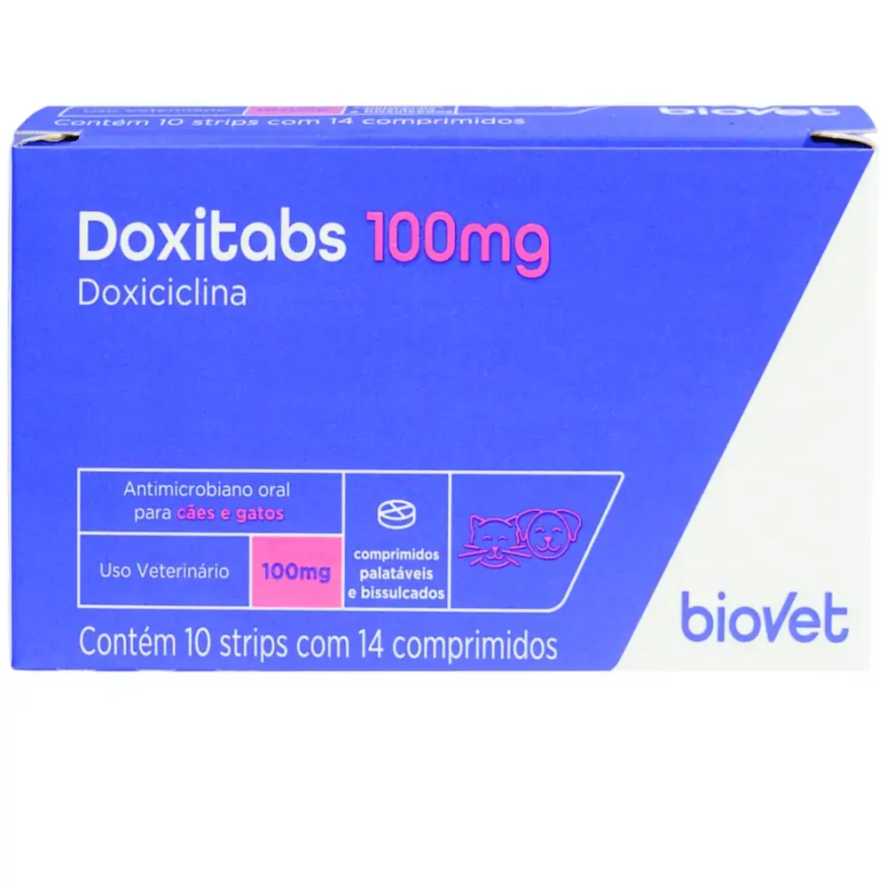 Doxitabs 100mg com 140 Comprimidos para Cães e Gatos Biovet
