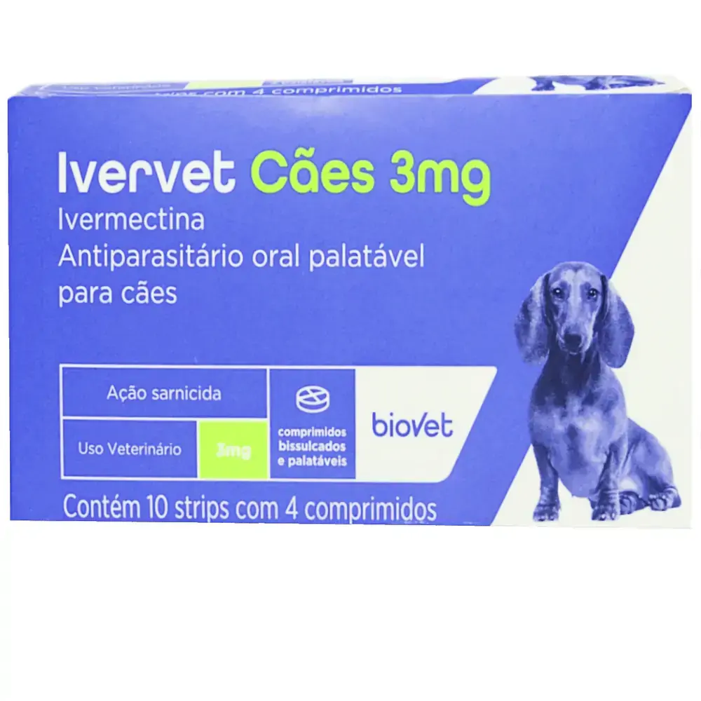 Ivervet Cães 3mg Biovet Com 4 Comprimidos
