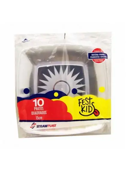 Pratos Strawplast Quadrado Cristal 15cm 10unid