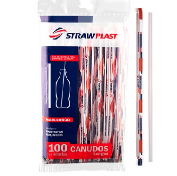 Canudo Strawplast Sachê Longo 100unidade