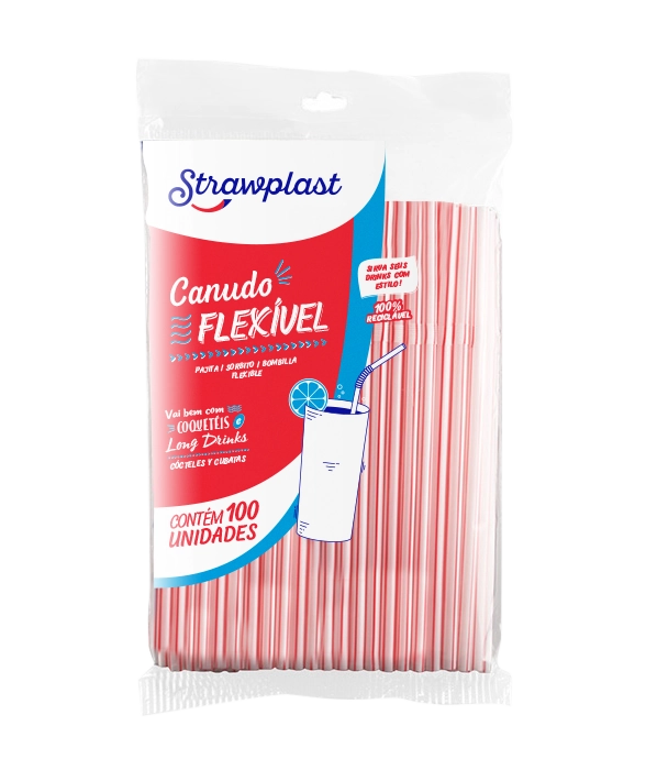 Canudos Plast Strawplast Flex Vm 30x100
