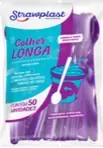 Colher Desc Strawplast Longa Roxa 50un
