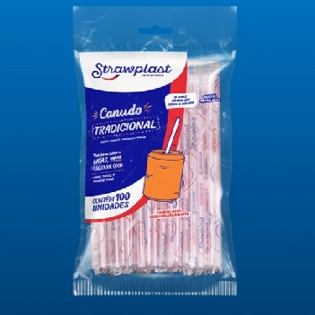 Canudo Descartável Tradicional Strawplast Pacote 100 Unidades