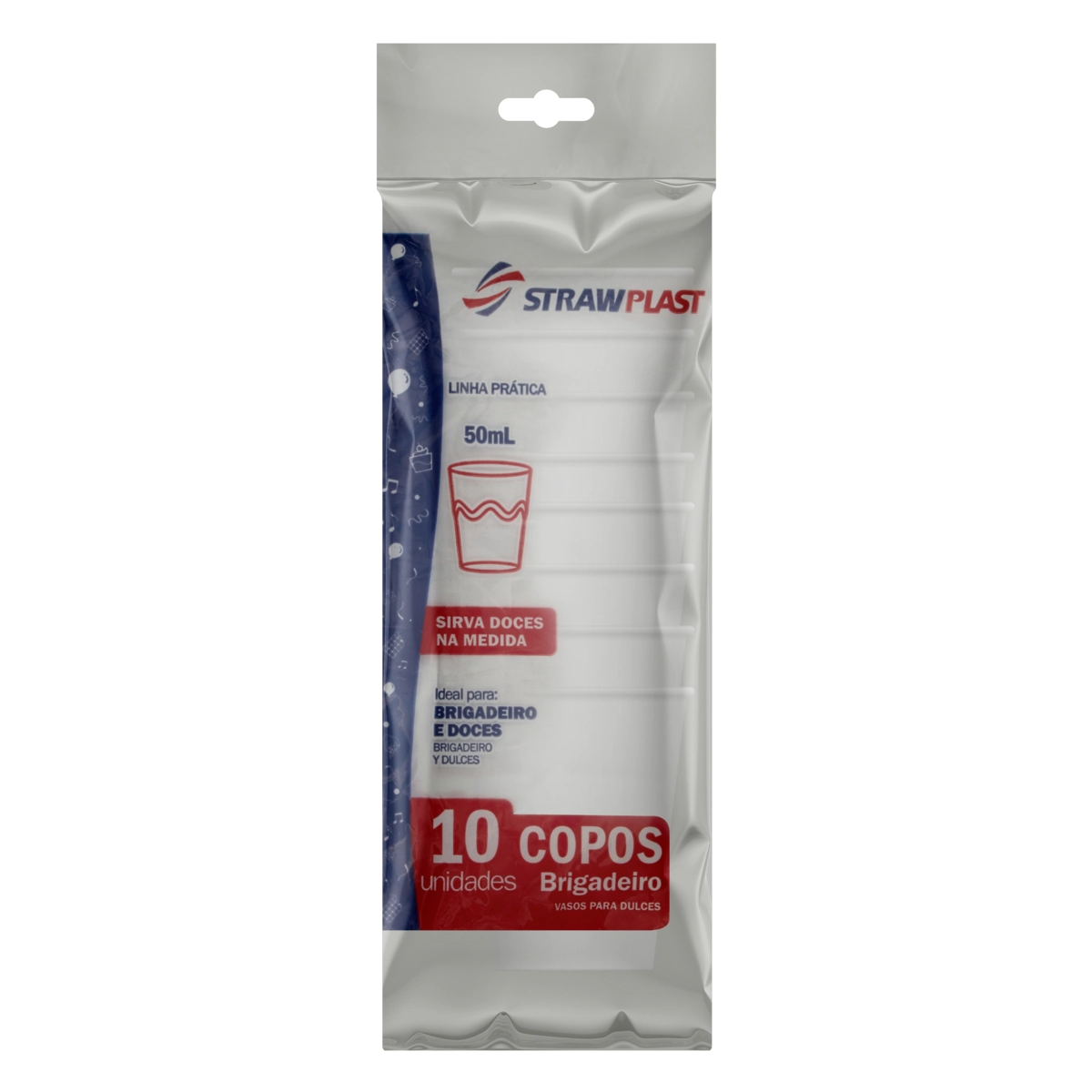 Copo Plástico Descartável Brigadeiro Cristal 50ml Strawplast Prática Pacote 10 Unidades