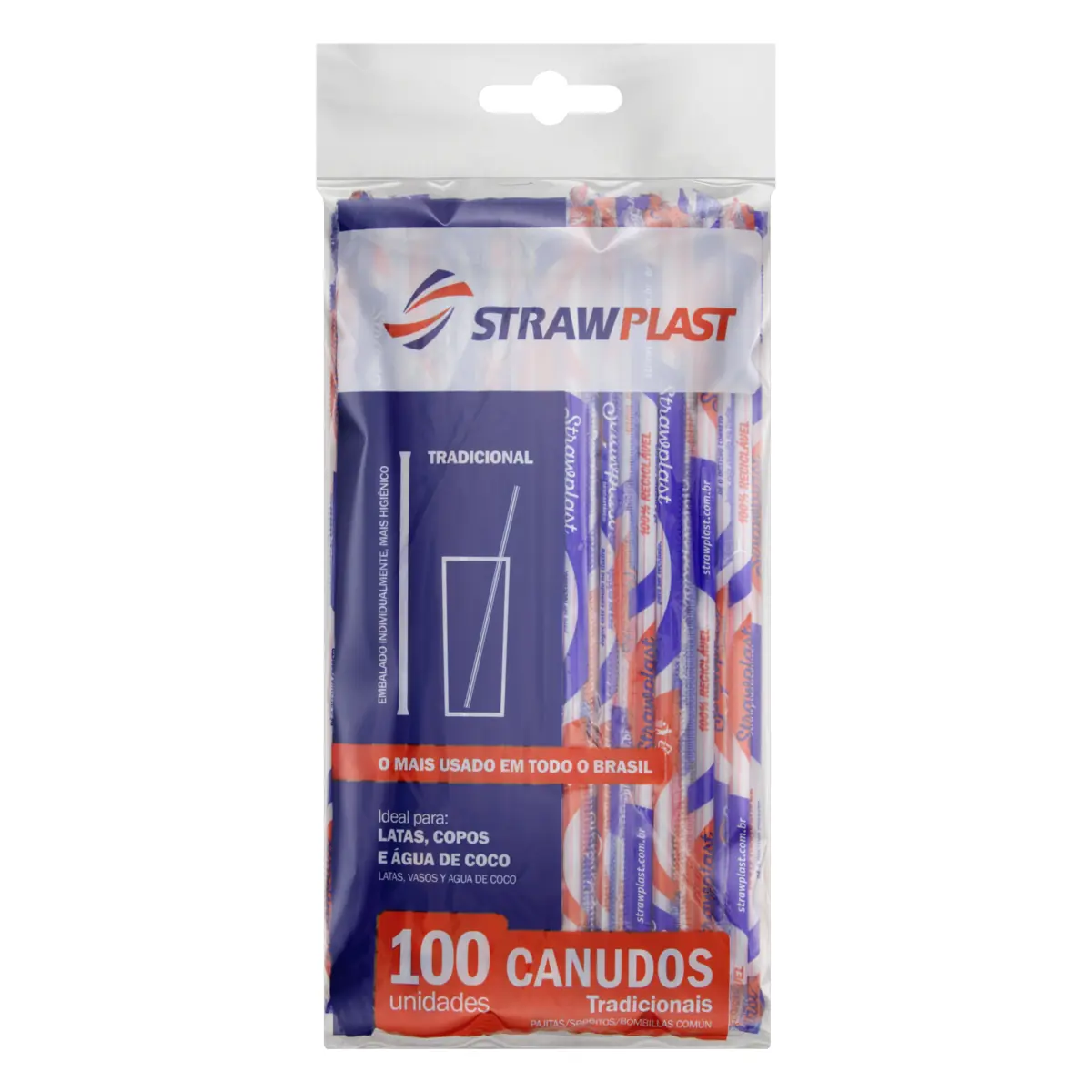Canudo Plástico Descartável Flexível Strawplast 40 Unidades