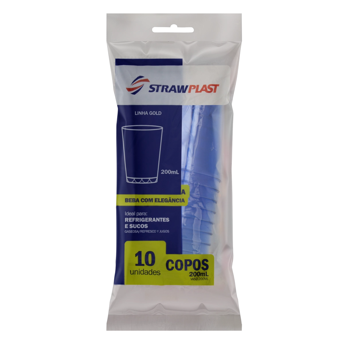 Copo Plástico Descartável Azul Neon 200ml Strawplast Gold Pacote 10 Unidades