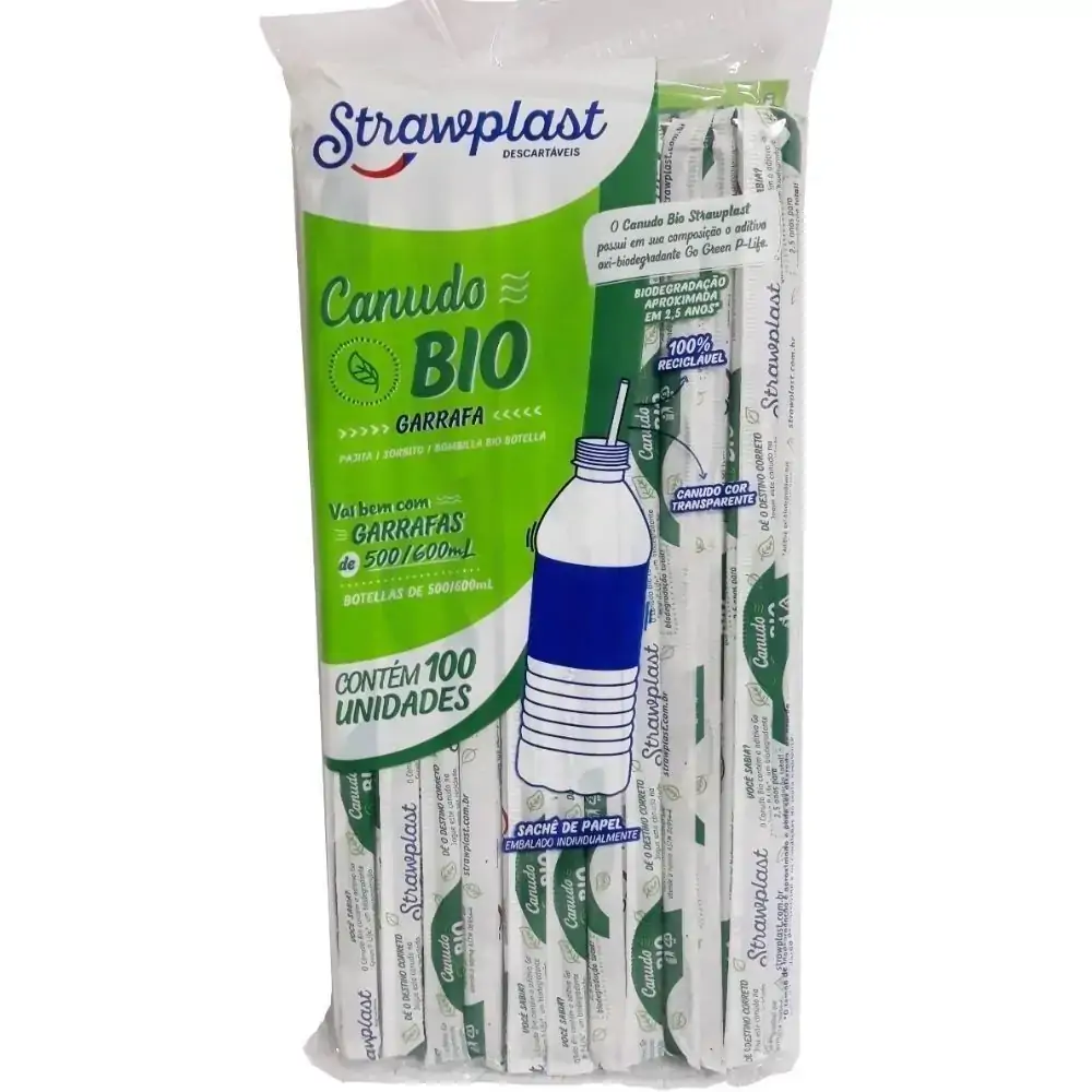 Canudo Flexivel Lider Bio Degradavel P/garrafa C/100