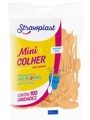 Mini Colher Laranja Candy C/100un Strawplast