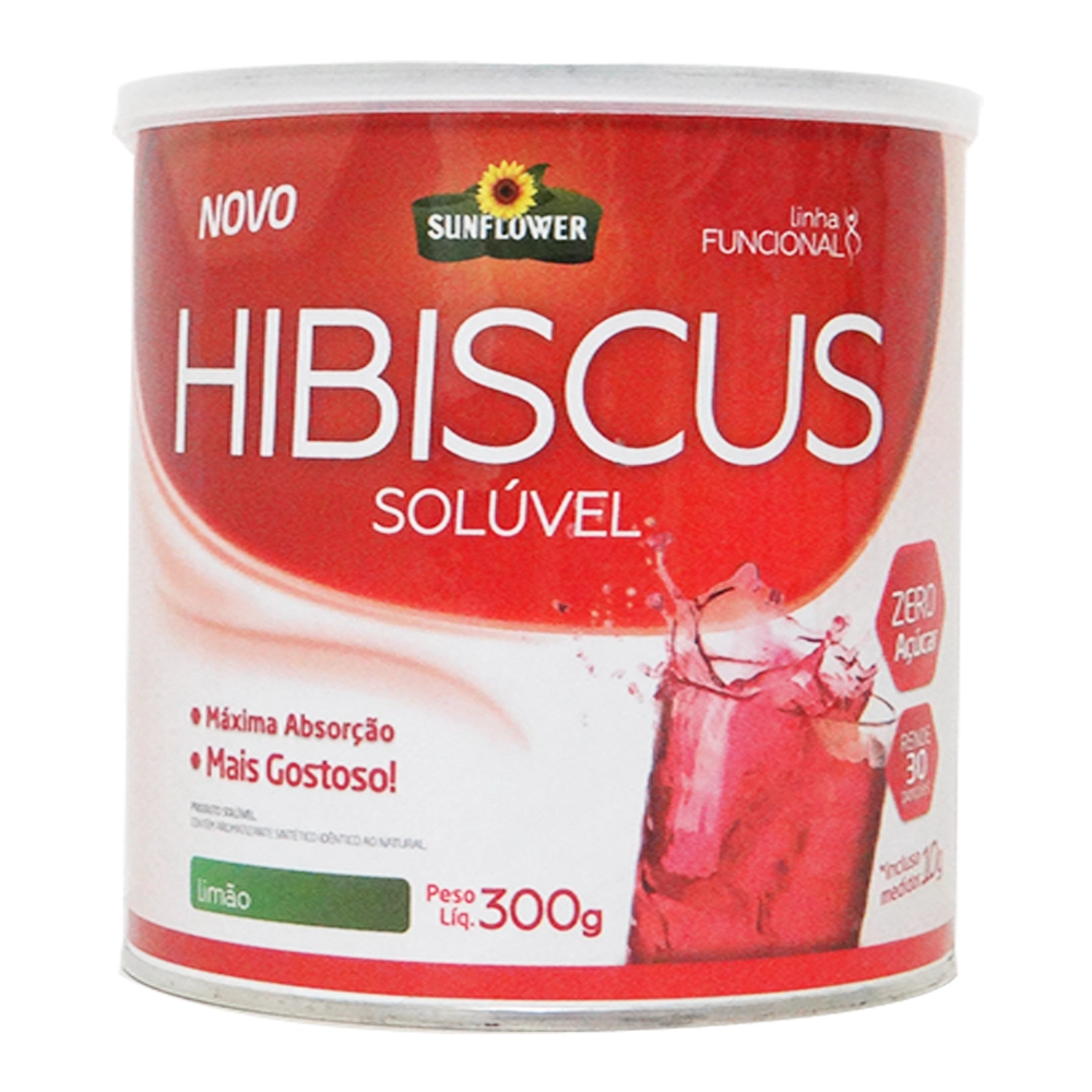 Cha De Hibiscus Solúvel 300gr Sabor Limão Sunflower