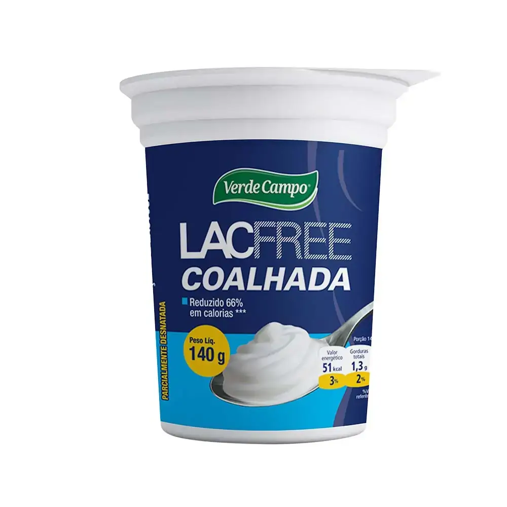 Coalhada Desnatada Com Adoçante Zero Lactose Verde Campo Lacfree Copo 140g