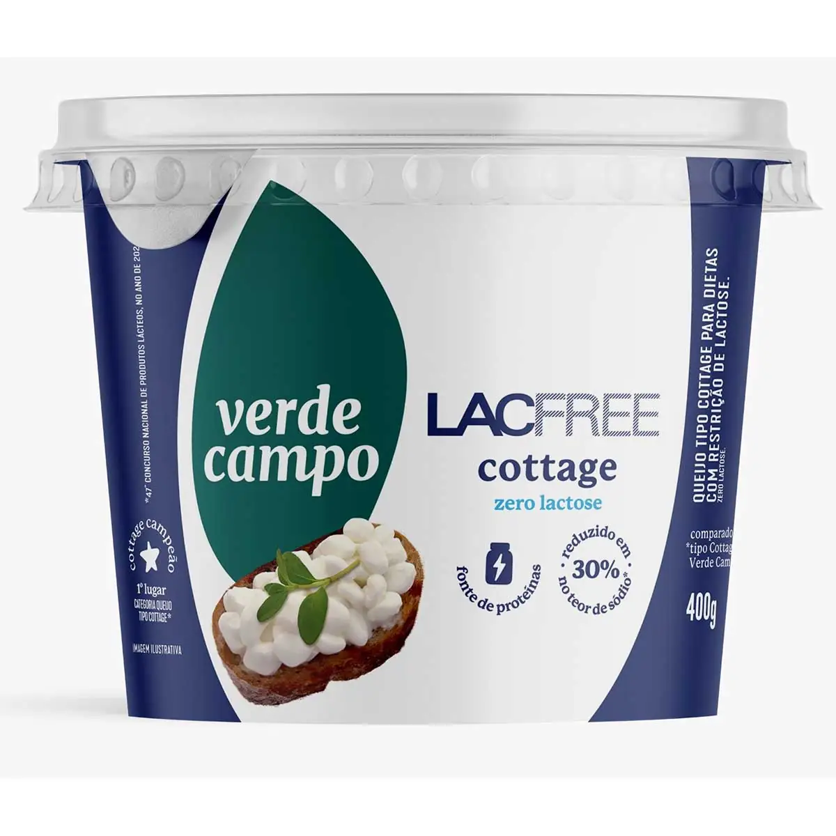 Queijo Cottage Zero Lactose Verde Campo Lacfree Pote 400g