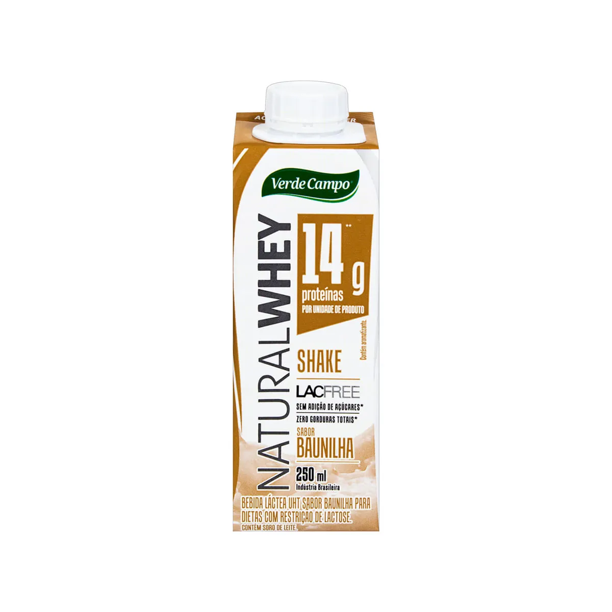 Bebida Láctea Uht Baunilha Zero Lactose Verde Campo Natural Whey Caixa 250ml