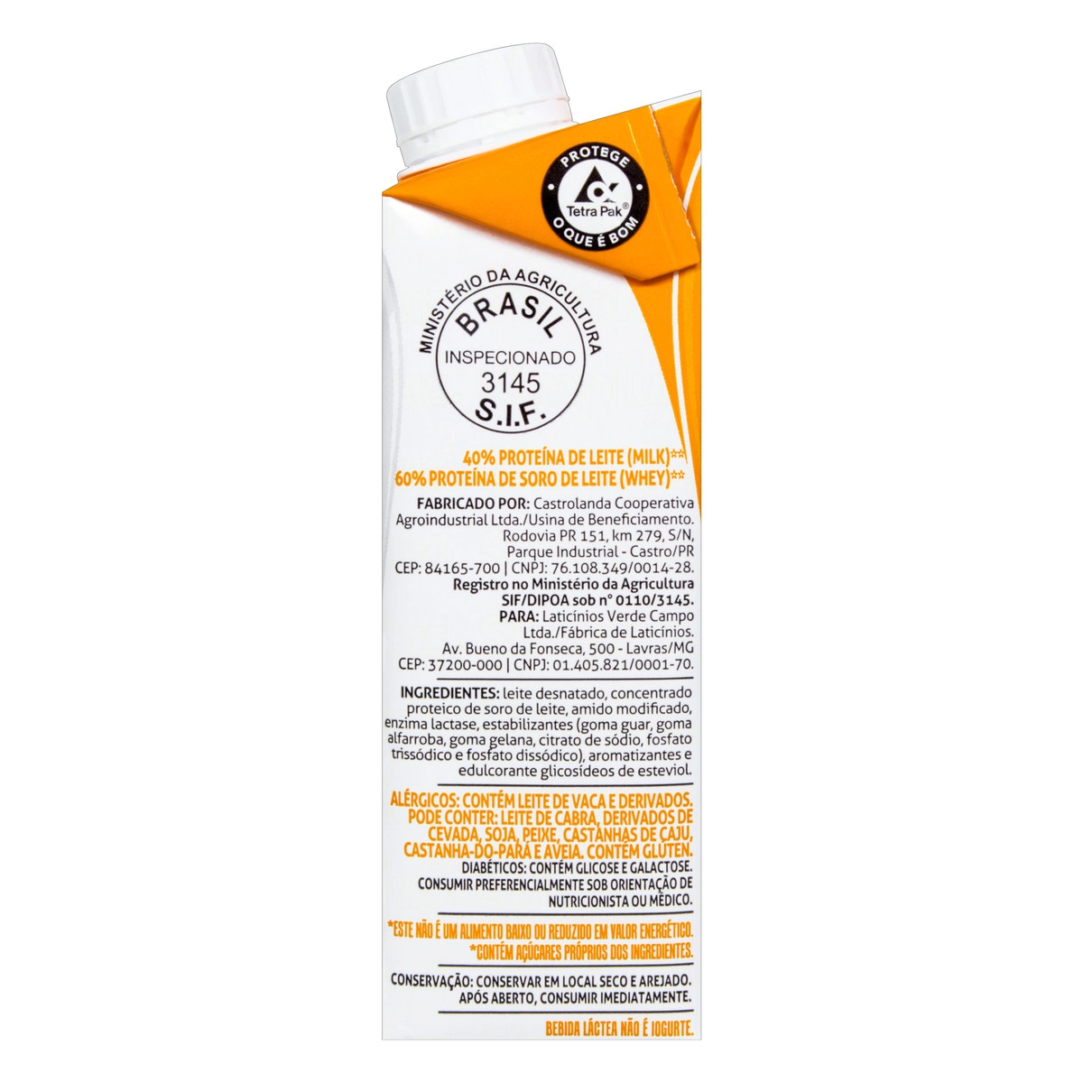 Bebida Láctea Uht Banana Zero Lactose Verde Campo Natural Whey Caixa 250ml