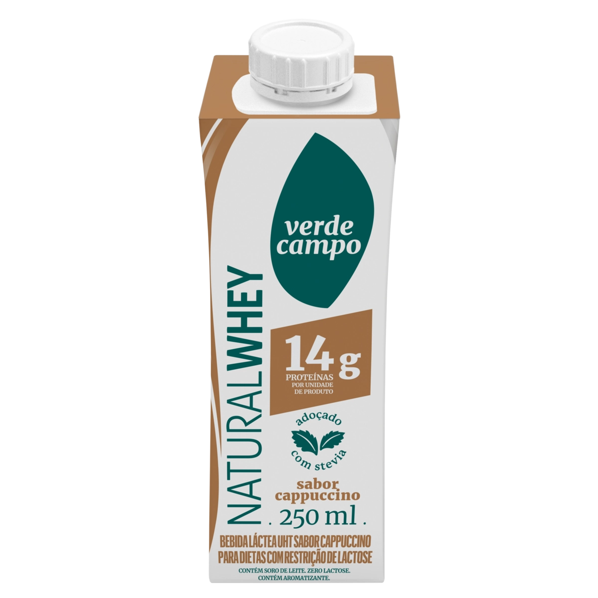 Bebida Láctea Uht Cappuccino Zero Lactose Verde Campo Natural Whey Caixa 250ml