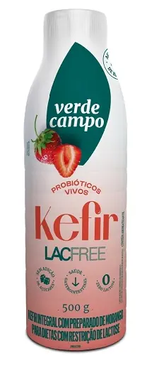 Kefir Integral Morango Zero Lactose Verde Campo Lacfree Garrafa 500g