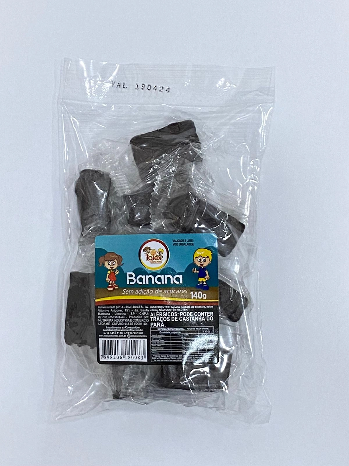 Bala Banana Falex 140g Sem Acucar