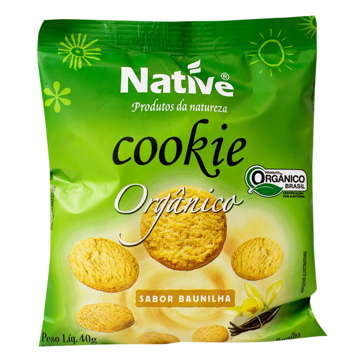 Biscoito Cookie Orgânico Baunilha Native Pacote 40g